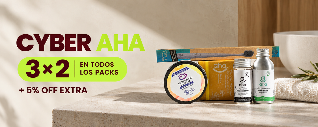 Productos AHA: pastillas dentales, enjuague y cepillos sin plástico