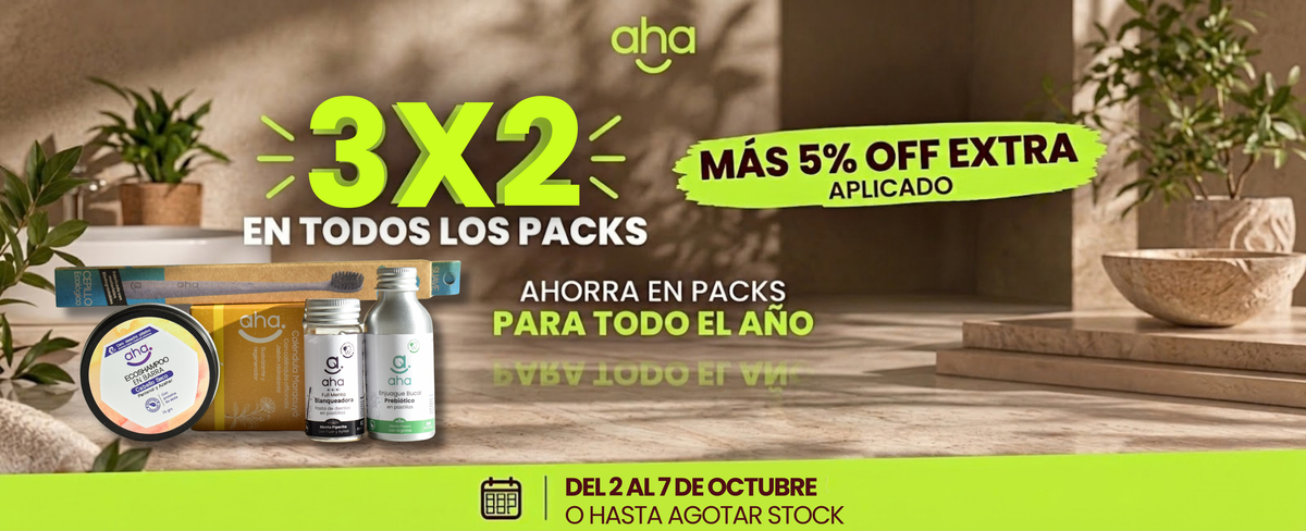 Cyber AHA: 3x2 y 5% off extra en packs, del 2 al 7 de octubre