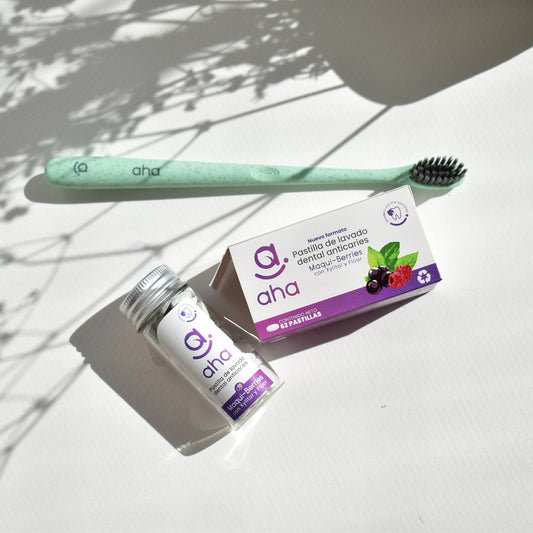 PACK: Pasta de dientes en pastillas (62 Pastillas) + Cepillo AHA suave