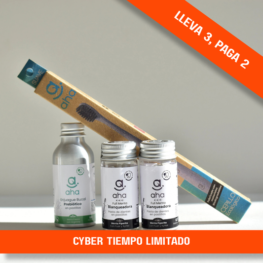 Pack Sonrisa Completa: Enjuague + 2 Pastillas + Cepillo - Sin Plástico
